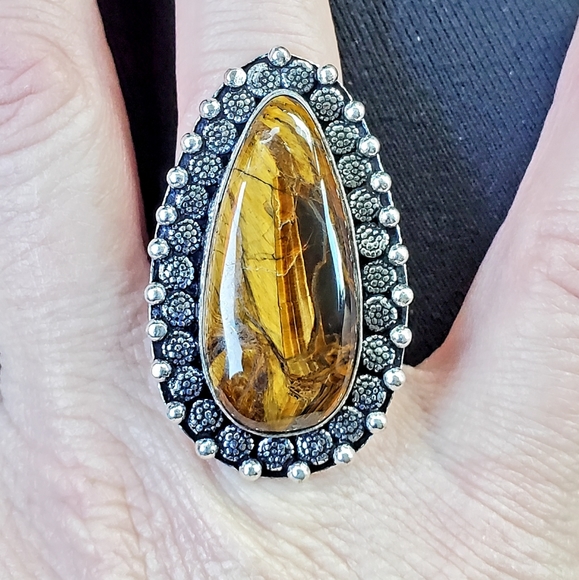 New Tiger Eye 925 Silver Ring. - Picture 2 of 15